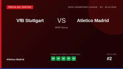 El Atlético de Madrid, segundo en LaLiga, se enfrenta al VfB Stuttgart en la Liga de Campeones este martes con un equipo...